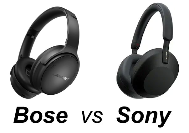 Bose headphones on the left vs Sony headphone on the right